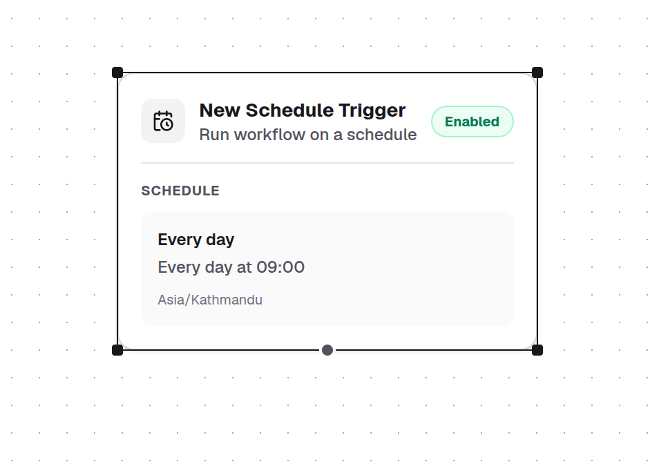 Schedule Trigger Node Canvas View