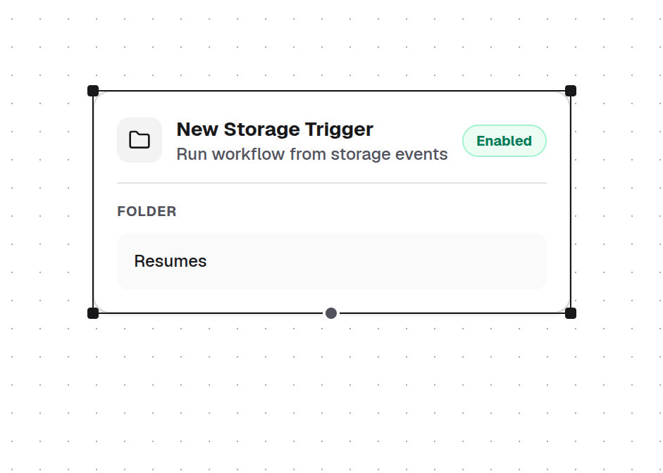Storage Trigger Node Canvas View